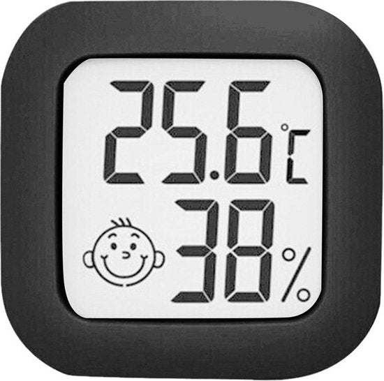 2-in-1 Mini Digitale Hygrometer en Weerstation - Temperatuur- en Luchtvochtigheidsmeter- zwart