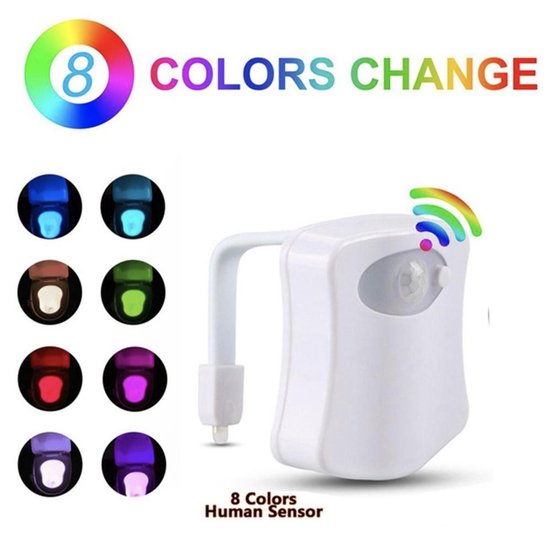Toilet LED nachtlamp met bewegingssensor - 8 kleuren