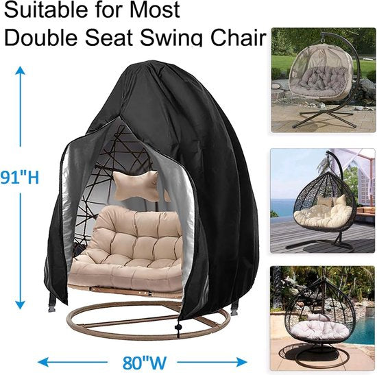 Egg chair beschermhoes 230x200 cm antraciet waterdicht rits