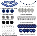 49-delig verjaardagset - Zwart, Wit, Blauw - Feestdecoratie