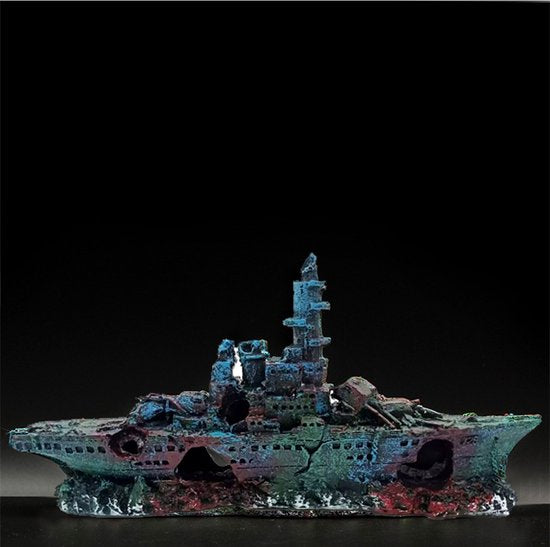 Aquarium decoratie Slagschip 2 Realistische hars ornamenten