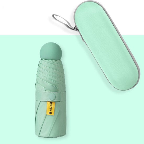 Opvouwbare Paraplu -Windproof-Zonbescherming Anti-Uv UPF50 + met gratis Reisetui-licht groen