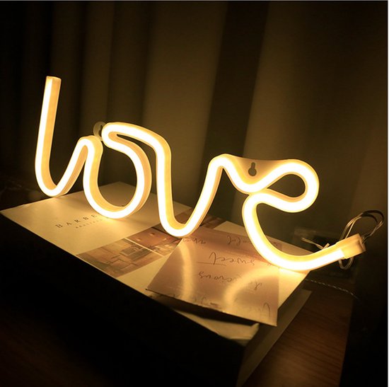 decoratieve LED-neonverlichting in de vorm van het woord "love"- USB of met batterijen aansluiting -warm wit licht