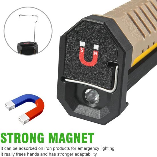 Oplaadbare Multifunctionele LED Werklamp met Sterke Magneet en Haak –bureaulamp- Ideaal voor Werk en Noodsituaties-zwart