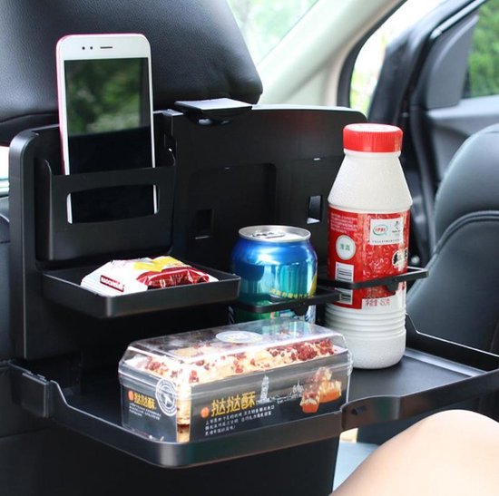 Inklapbare auto eettafel met bekerhouder - zwart