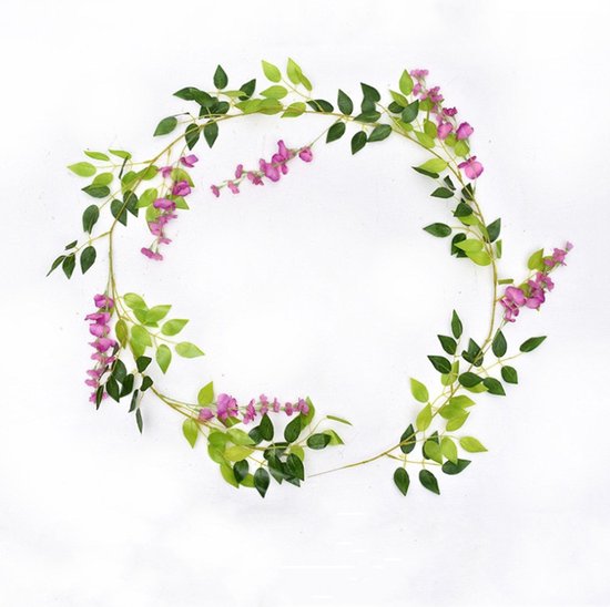 2stuks Gesimuleerde wisteria rank- kunstplanten slinger-Decoratieve plant voor diverse toepassingen-180cm- paars rood