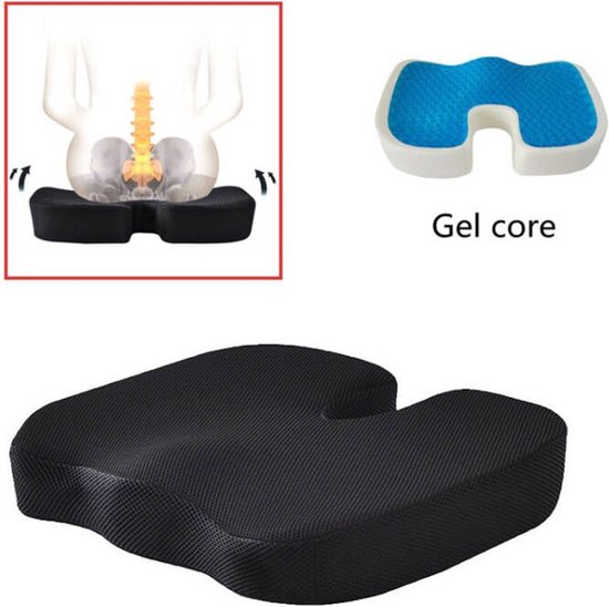 Unikorf Gelzitkussen – Wasbaar Ademend Net Zwart 45x35x7cm