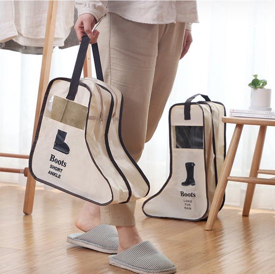 2x Laarsjes opbergzak 28x24x29cm - Beige - Boots Organizer