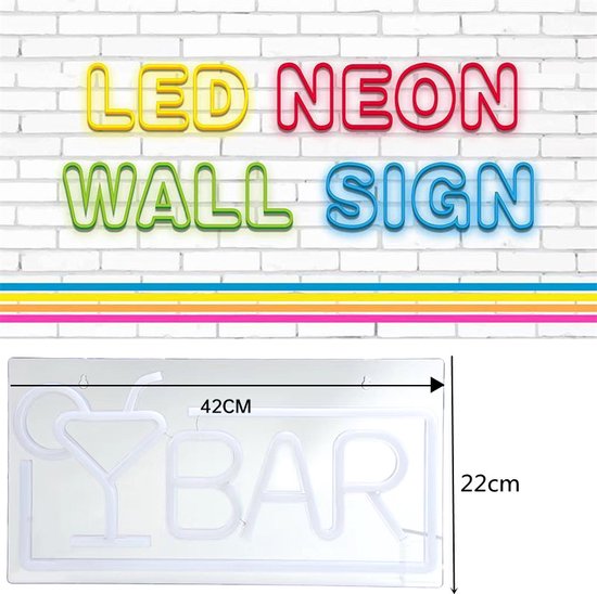 LED Neon BAR Lamp - Wandlamp voor Thuis en Horeca - 42x22cm