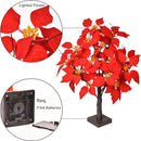 LED Lichtboom met Rode Poinsettia Bladeren - Warme Witte Verlichting - Energiezuinig en Duurzaam Design-58 cm Hoog