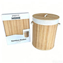 Pepco Bamboe Wasmand met Deksel – 40 Liter – Ronde Wasgoedmand met Uitneembare Waszak en Handgrepen – 34 x 45 cm – Naturel