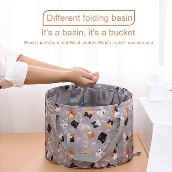 Opvouwbaar waterdichte bad - geschikt voor voetenbad / kleren wassen / etc - 21L - Gray