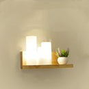 wandplank met verlichting - Wandlamp In vorm van 3 grote stompkaarsen - LED verlichting - Hout met glazen verlichting - Kaarsen aan linkerzijde