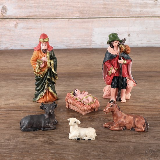 10-delige Kerststalset Hars, Traditioneel met Gedetailleerde