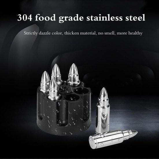 Whiskey Kogels Set van 6 - Herbruikbaar RVS Revolvervat