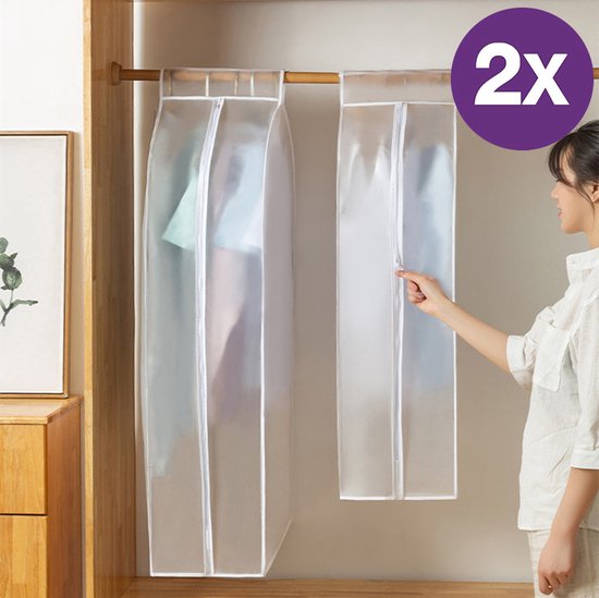 2-Stuks Stofkap voor Kleding Frosted Driedimensionale Stofkap Opbergtas Middelgroot 60*30*110 CM( 2 Stuks)