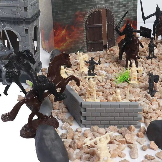 254stuks Geassembleerd ridderpakket - Kinderen speelgoed - Middeleeuwse kasteel soldaten modelbouwset