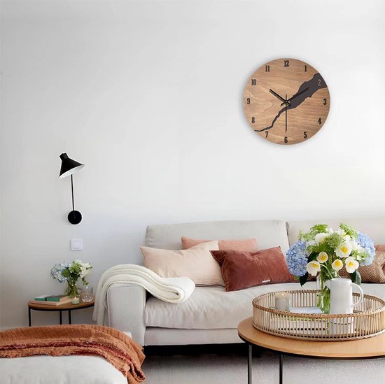 Creatieve, eenvoudige houten wandklok-30 cm diameter