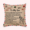 Sierkussensloop 45x45 cm - 'To my son' cadeau van moeder