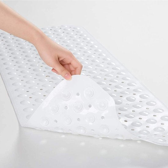 Verlengde PVC Antislip Badmat-Stevige Zuignappen - Duurzaam en Gemakkelijk te Reinigen100*40CM-wit