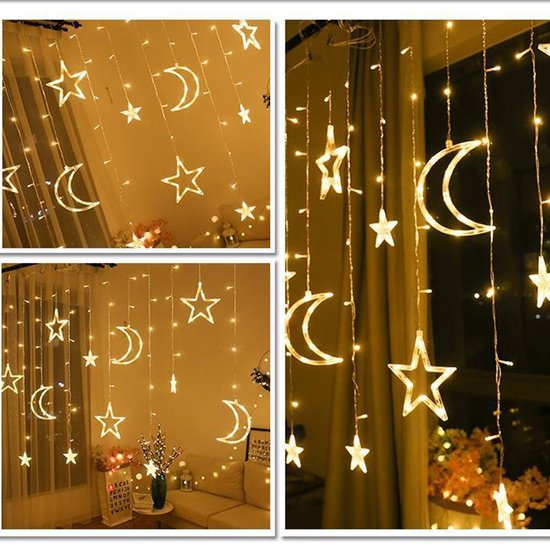 Sterrenhemel - Lichtketting met maan en sterren versiering - Warm licht - 1.5M snoer - 220V