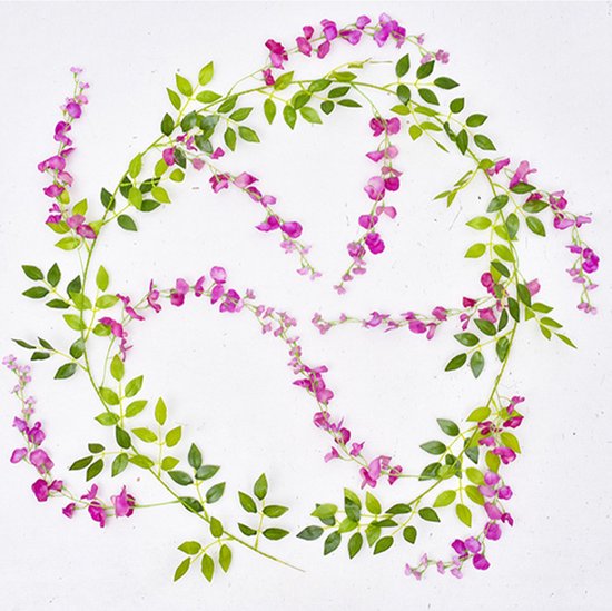 2stuks Gesimuleerde wisteria rank- kunstplanten slinger-Decoratieve plant voor diverse toepassingen-180cm- paars rood
