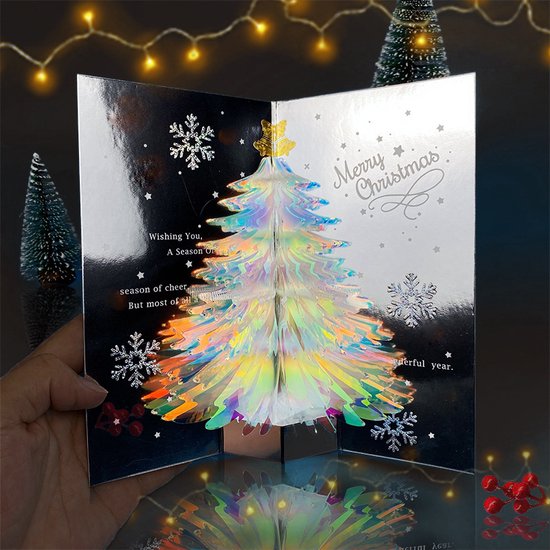 2 STUKS Betoverende 3D-Kerstboom Pop-up Kaart - Stuur een Magische Kerstgroet-blauw