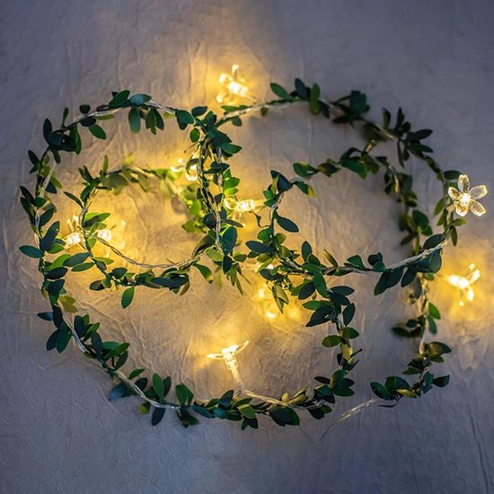 LED lichtsnoer kersenbloesem groen 3m 30 lampjes batterij