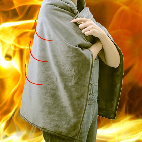 TDR - Elektrische verwarmingsdeken in poncho-vorm met USB-aansluiting - van zachte flanellen stof -  Grijs