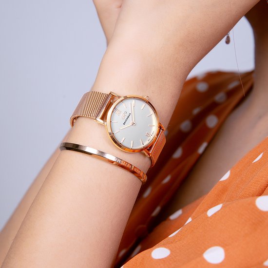 REITSMAN Rijn Rosegoud /  Wit  -  W00.2908RGME -  Horloge - Rosegoud - Mesh - Ø32mm