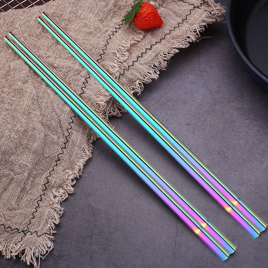 Roestvrijstalen Rainbow Chinese Eetstokjes - 5 paar