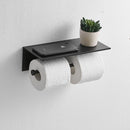 Dubbele toiletrolhouder met RVS plank 260x100x100 mm zwart