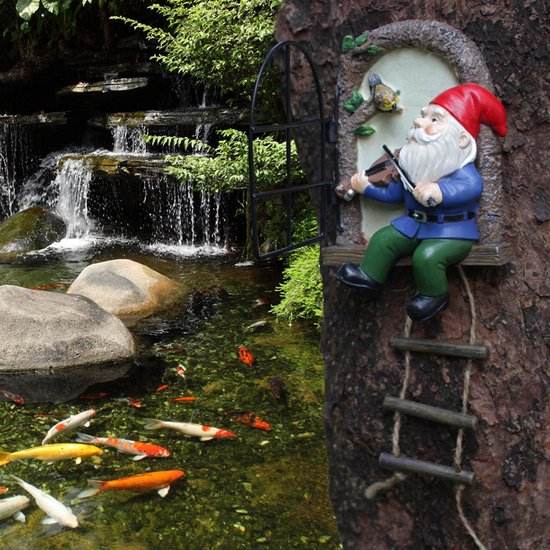 Kabouter met Viool - Duurzame Tuin Hanger met Nachtglow