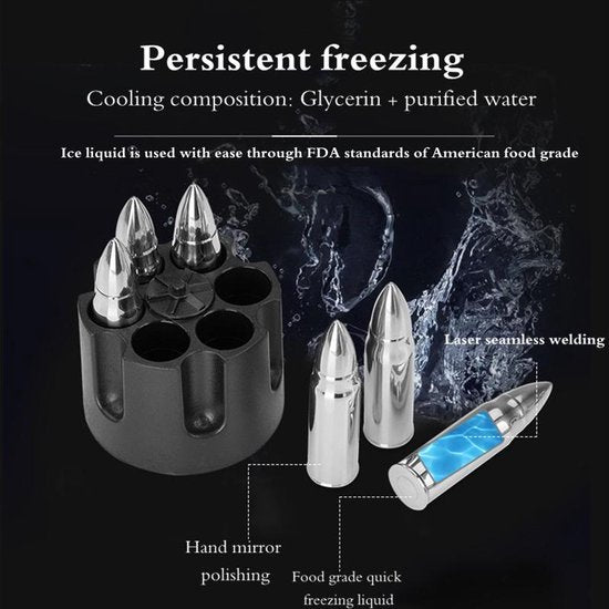 Whiskey Kogels Set van 6 - Herbruikbaar RVS Revolvervat