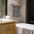 Handdoekrek met Houten Plank - Zwart, Stijlvol & Functioneel