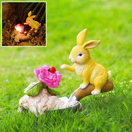 Solar Tuinlamp Konijn - Roze Verlichting met Zonnesensor