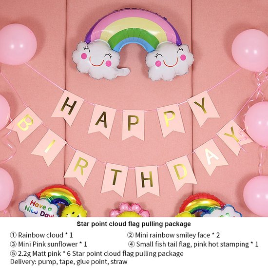 11 delige Regenboog Wolken Decoratie Set-Verjaardag Versiering