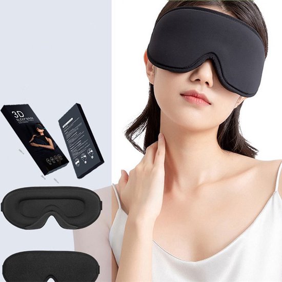 Slaapmasker voor mannen en vrouwen, 3D zijden slaapmasker, zacht en comfortabel, zwart slaapmasker, geschikt voor dutjes, reizen, ploegendienst