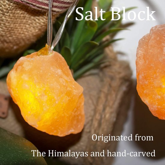 Natuurlijke Roze Himalaya Zout Crystal Rock -werkt op USB- Led-lichtsnoer 1 meter 10 lampjes