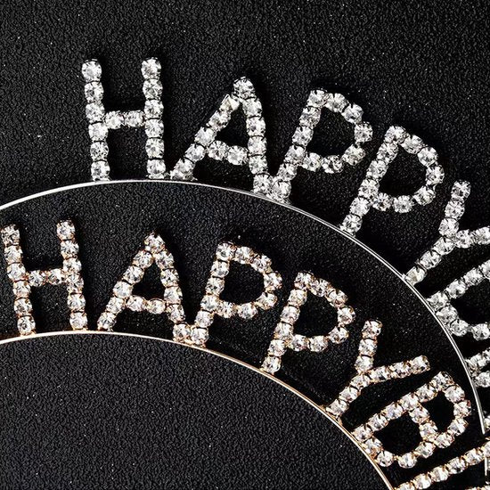 Happy Birthday Tiara en Sjerp-Met text "Birthday Queen"- Ideaal als Cadeau voor Verjaardagen-birthday diadeem-goud
