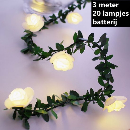 LED lichtsnoer rozen met warm wit licht 3m 20 lampjes