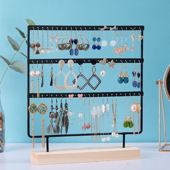 72 Gaatjes Oorbellenrek - 3 Niveaus - Duurzaam Metalen