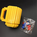 Build on Brick Mug - geel - 350 ml - bouw je eigen mok met bouwsteentjes - BPA vrije drinkbeker cadeau voor kinderen of volwassenen - koffie thee limonade of andere dranken - pennenbeker - creatief accessoire voor op bureau -HnD
