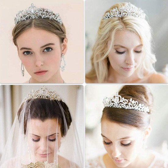 Betoverende Diadeem Kroon met Zijdelingse Kammen - Schitterend Accessoire voor Speciale Gelegenheden-zilver