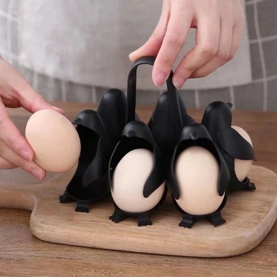 Pinguïn eirhouder met opvallend design-eierkoker-zwart