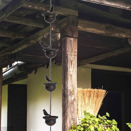 Vogel Regenketting – 240 cm – Bronzen Tuindecoratie