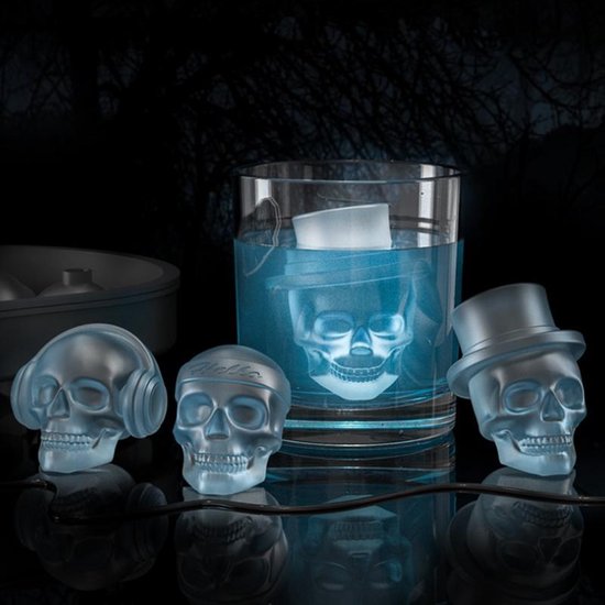 TDR - Siliconen ijsblokjesvorm - ijsbal Maker Met Deksel - ijsklontjes maken - 6 vormen - Thema: Schedel