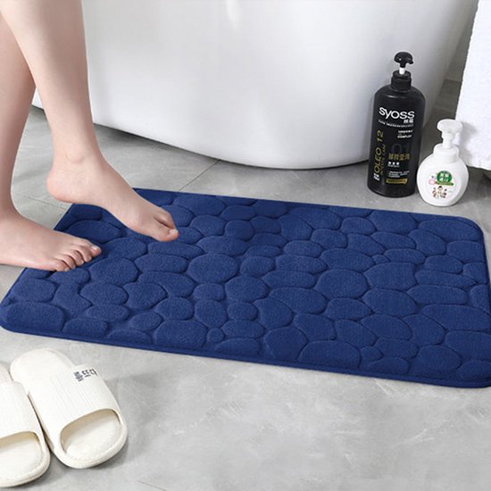 hoogwaardige badkamermat - Luxe Comfort en Veiligheid in één-Uitzonderlijke Waterabsorptie- 50*80cm- donkerblauw