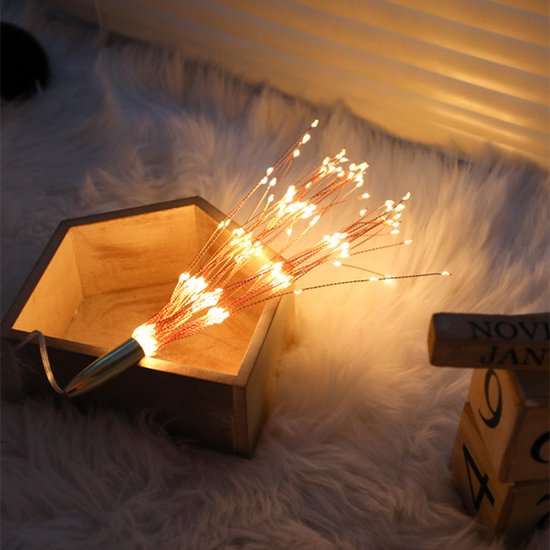 led-vuurwerk lichtslinger-werkt op zonne-energie -200LED lichtjes- warm wit licht