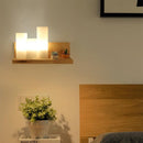 wandplank met verlichting - Wandlamp In vorm van 3 grote stompkaarsen - LED verlichting - Hout met glazen verlichting - Kaarsen aan linkerzijde